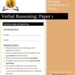 Verbal Reasoning Exam Paper 1 11+